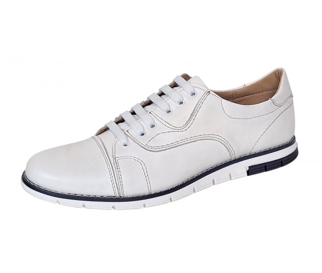 Pantofi barbati din piele naturala - Model Casual Alb GKR67A