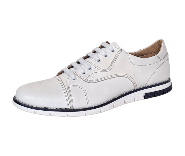 Pantofi barbati din piele naturala - Model Casual Alb GKR67A