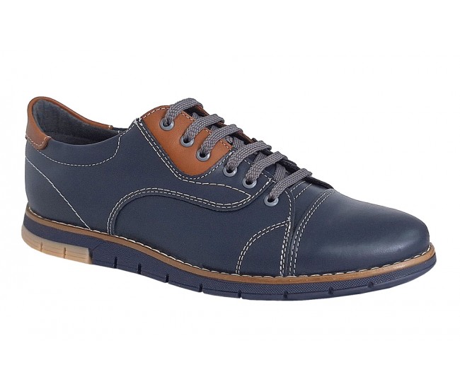 Pantofi barbati, casual din piele naturala, Bleumarin, GKR67BL