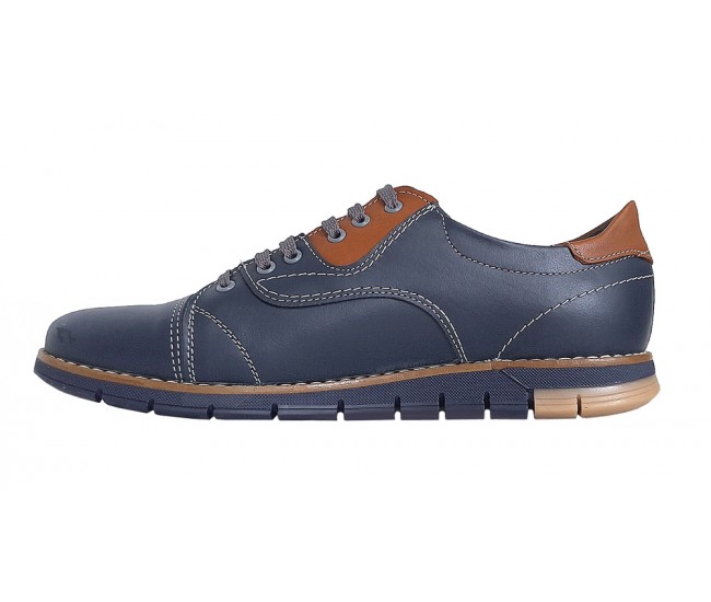 Pantofi barbati, casual din piele naturala, Bleumarin, GKR67BL