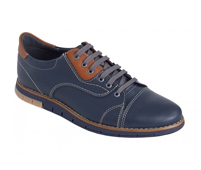 Pantofi barbati, casual din piele naturala, Bleumarin, GKR67BL