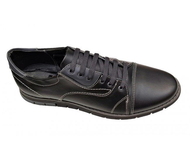 Pantofi barbati, casual din piele naturala, Negru, GKR67N