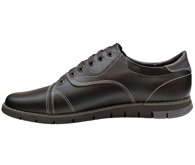 Pantofi barbati, casual din piele naturala, Negru, GKR67N