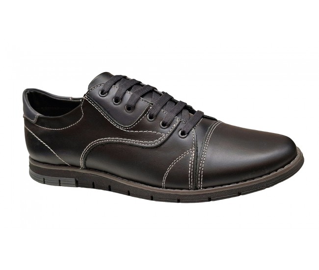 Pantofi barbati, casual din piele naturala, Negru, GKR67N