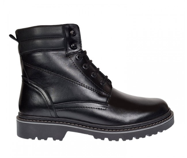 Bocanci barbati miliari din piele naturala imblaniti, model Army Force Negru GKR700N