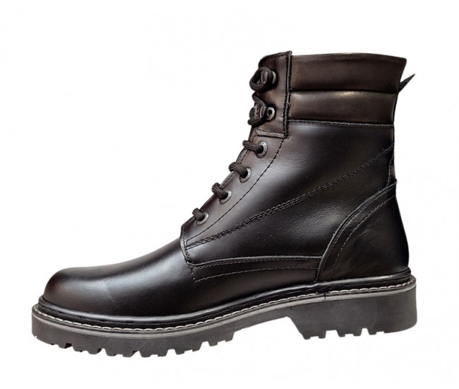 Bocanci barbati miliari din piele naturala imblaniti, model Army Force Negru GKR700N