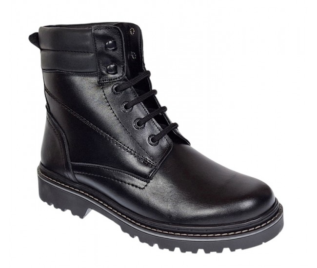 Bocanci barbati miliari din piele naturala imblaniti, model Army Force Negru GKR700N