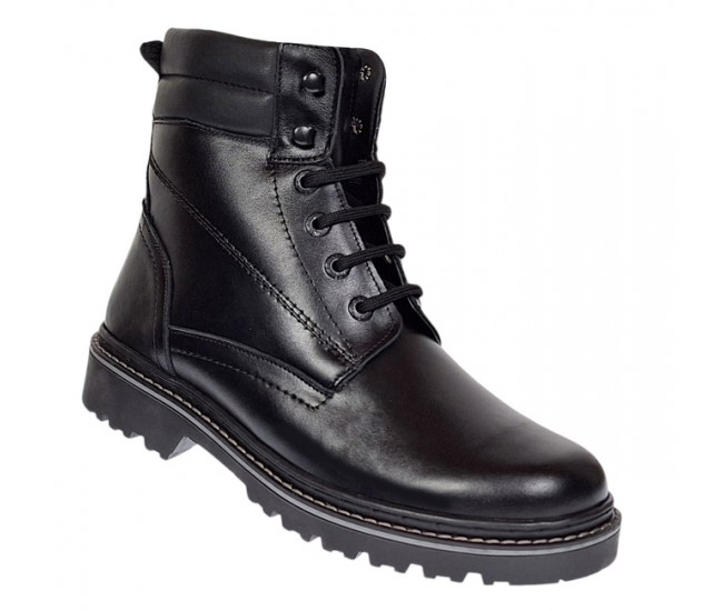 Bocanci barbati miliari din piele naturala imblaniti, model Army Force Negru GKR700N