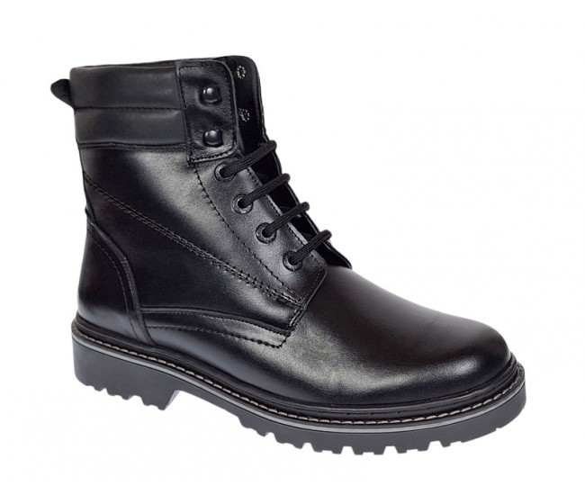 Bocanci barbati miliari din piele naturala imblaniti, model Army Force Negru GKR700N
