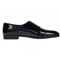 Pantofi eleganti pentru barbati, piele naturala croco Negru GKR70N