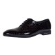 Pantofi barbati eleganti, negri din piele naturala croco lac GKR70N