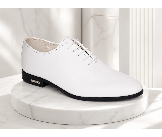 Pantofi albi eleganti barbati piele naturala GKR71A