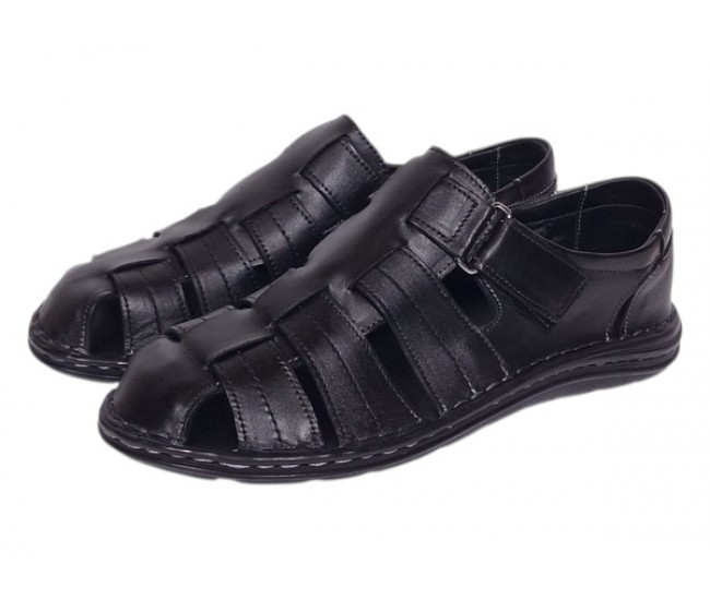 Sandale barbati casual din piele naturala Negru Box GKR73NN