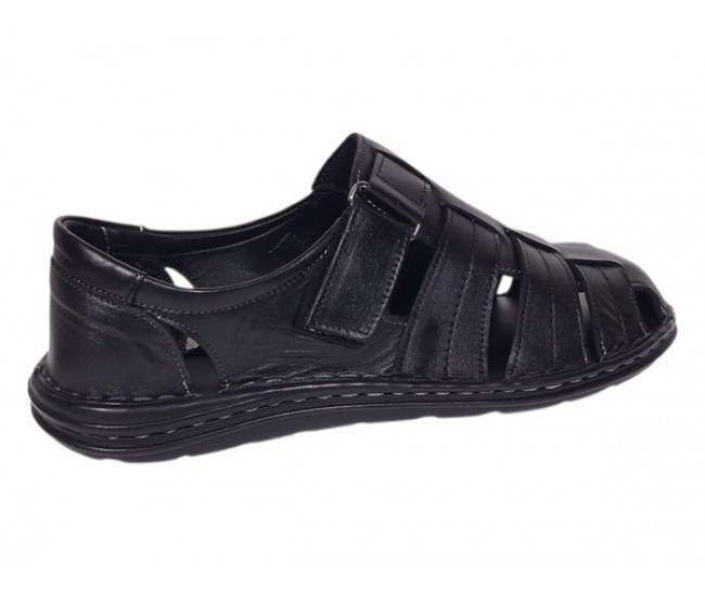 Sandale barbati casual din piele naturala Negru Box GKR73NN