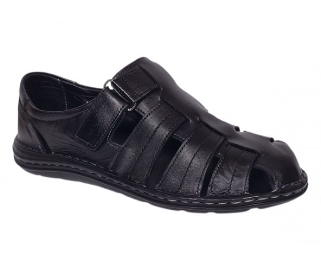 Sandale barbati casual din piele naturala Negru Box GKR73NN