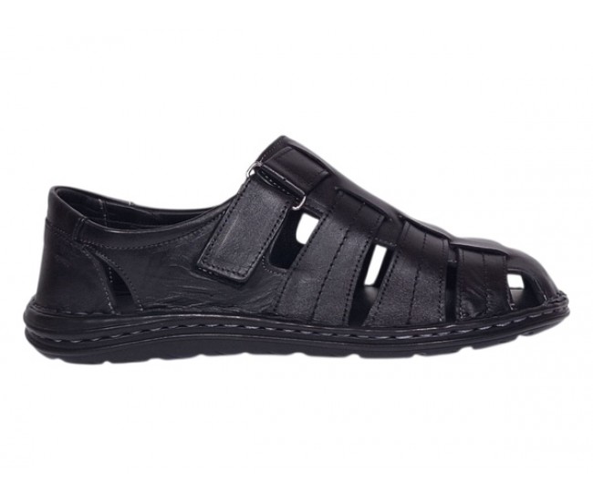 Sandale barbati casual din piele naturala Negru Box GKR73NN