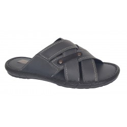 Papuci barbati din piele naturala de culoare Gri inchis - GKR74GRI