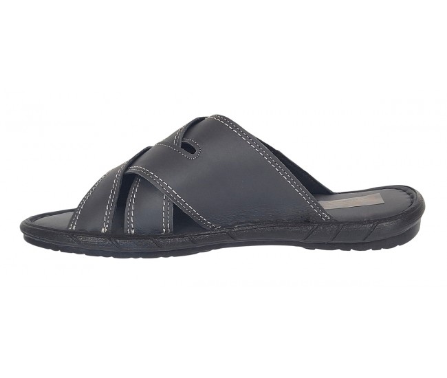 Papuci barbati din piele naturala de culoare Gri inchis - GKR74GRI