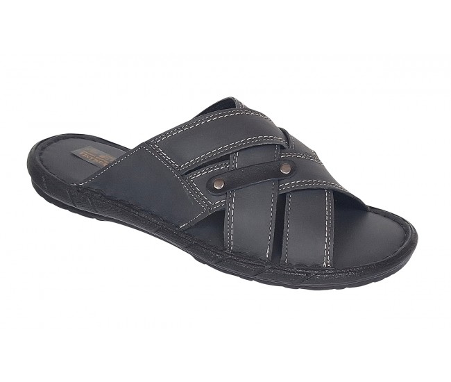 Papuci barbati din piele naturala de culoare Gri inchis - GKR74GRI