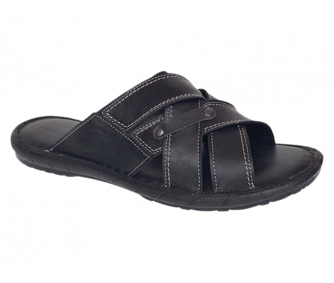 Papuci barbati negri din piele naturala GKR74NN