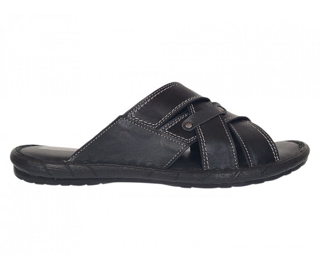 Papuci barbati negri din piele naturala GKR74NN