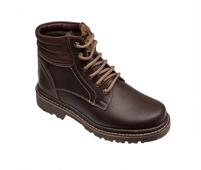 Bocanci barbati din piele naturala imblaniti model iarna maro box GKR75MBOX
