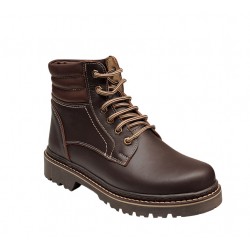 Bocanci barbati din piele naturala imblaniti model iarna maro box GKR75MBOX