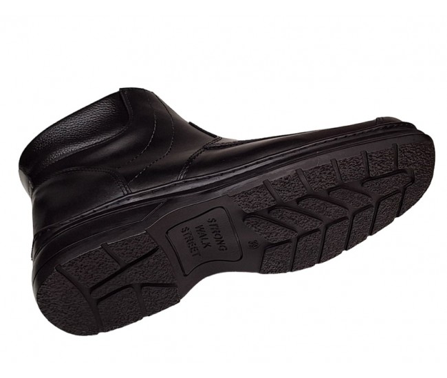 Ghete barbati casual din piele naturala cu fermoar, imblanite, Negru GKR GKR77N