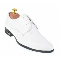 Pantofi albi barbati , eleganti din piele naturala box , GKR Alb - GKR80A