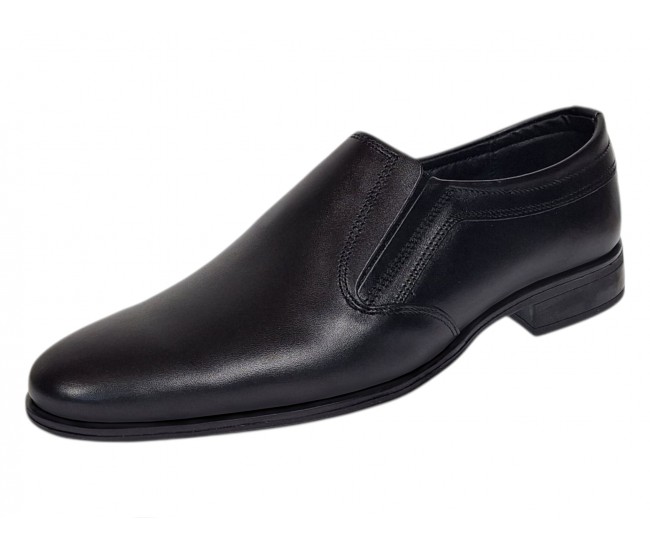 Pantofi barbati eleganti negri din piele naturala fara siret GKR818EN