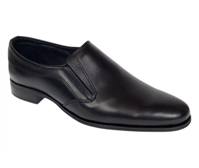 Pantofi barbati eleganti negri din piele naturala fara siret GKR818EN