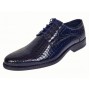 Pantofi barbati eleganti din piele naturala croco lac 819 Bleumarin Inchis