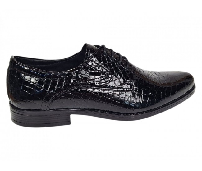 Pantofi barbati de gala - eleganti din piele naturala croco lac Ciucaleti Lorenzo 819