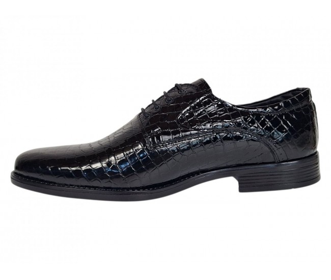 Pantofi barbati de gala - eleganti din piele naturala croco lac Ciucaleti Lorenzo 819