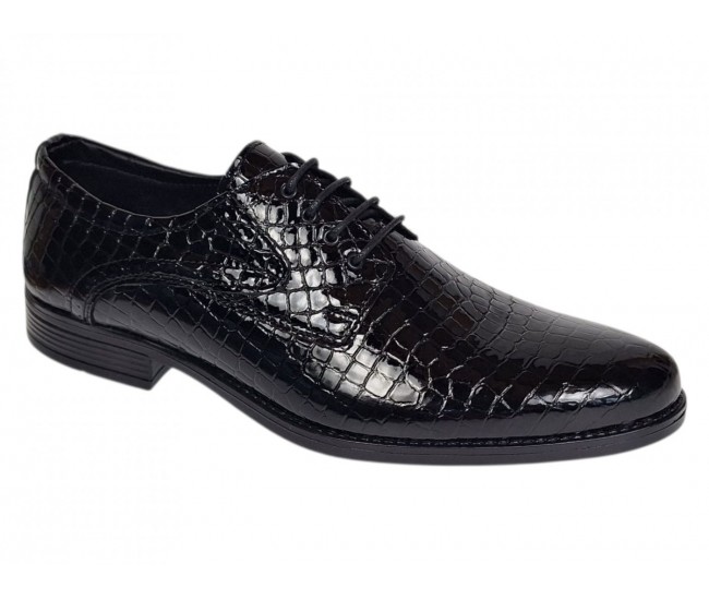 Pantofi barbati de gala - eleganti din piele naturala croco lac Ciucaleti Lorenzo 819