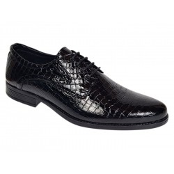 Pantofi barbati de gala - eleganti din piele naturala croco lac Ciucaleti Lorenzo 819
