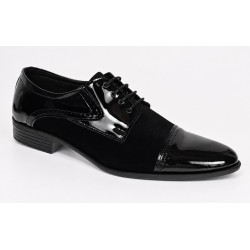 Pantofi eleganti barbati din piele naturala intoarsa combinata cu lac - GKR819LVN