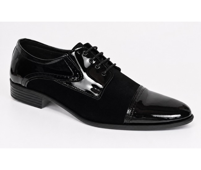Pantofi eleganti barbati din piele naturala intoarsa combinata cu lac - GKR819LVN