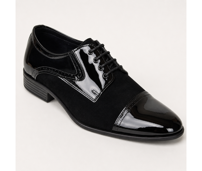 Pantofi eleganti barbati din piele naturala intoarsa combinata cu lac - GKR819LVN