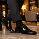 Pantofi eleganti barbati din piele naturala intoarsa combinata cu lac - GKR819LVN