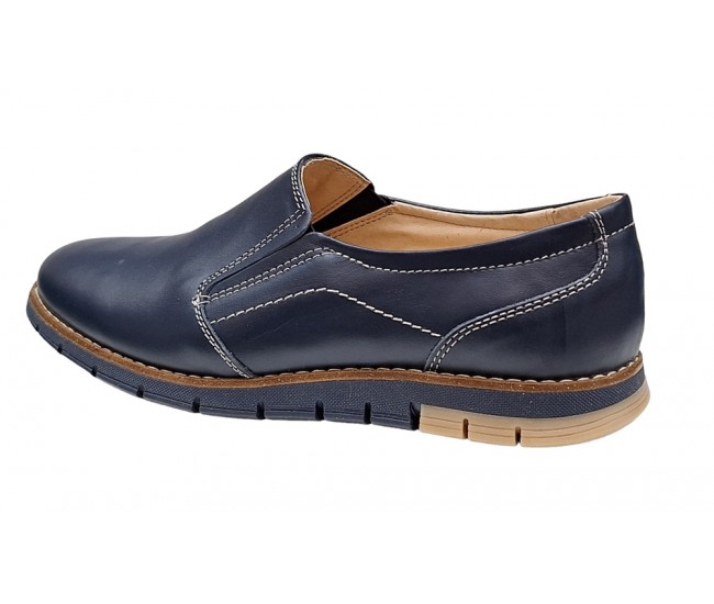 Pantofi barbati, casual din piele naturala, Bleumarin, GKR81BLU