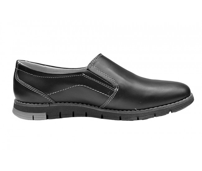 Pantofi barbati, casual din piele naturala, Negru, GKR81N