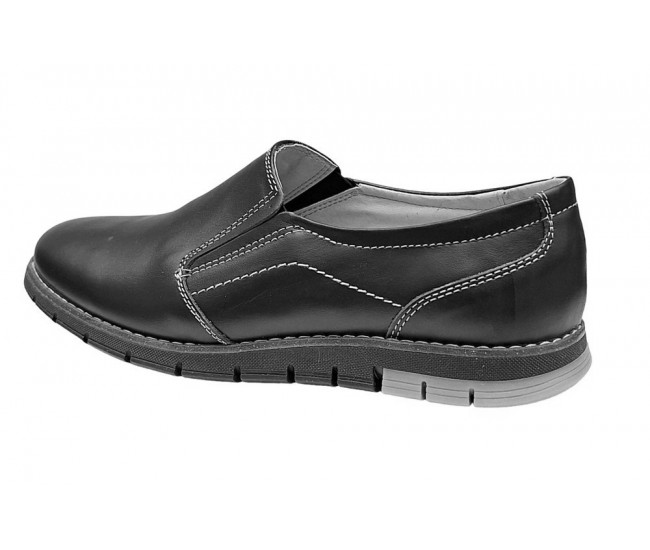 Pantofi barbati, casual din piele naturala, Negru, GKR81N