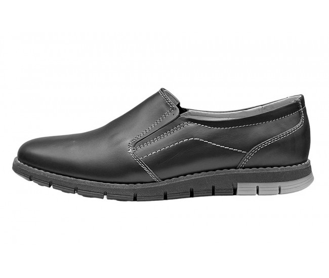 Pantofi barbati, casual din piele naturala, Negru, GKR81N