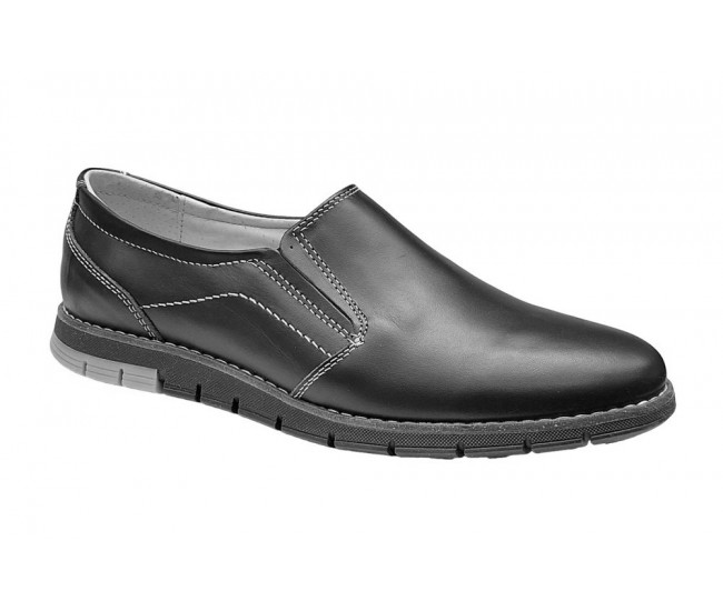 Pantofi barbati, casual din piele naturala, Negru, GKR81N