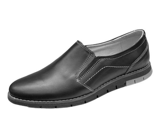 Pantofi barbati, casual din piele naturala, Negru, GKR81N