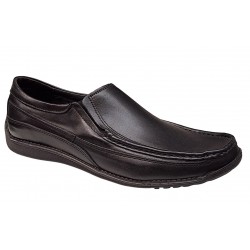 Pantofi barbati casual din piele naturala cu elastic Negru GKR82N