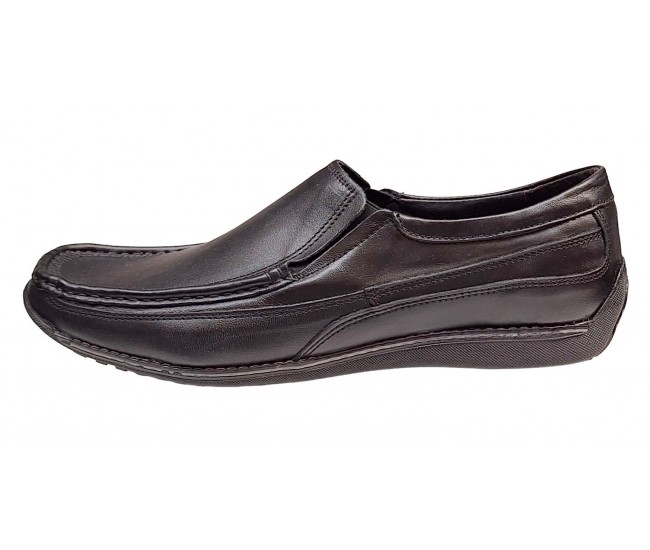 Pantofi barbati casual din piele naturala cu elastic Negru GKR82N