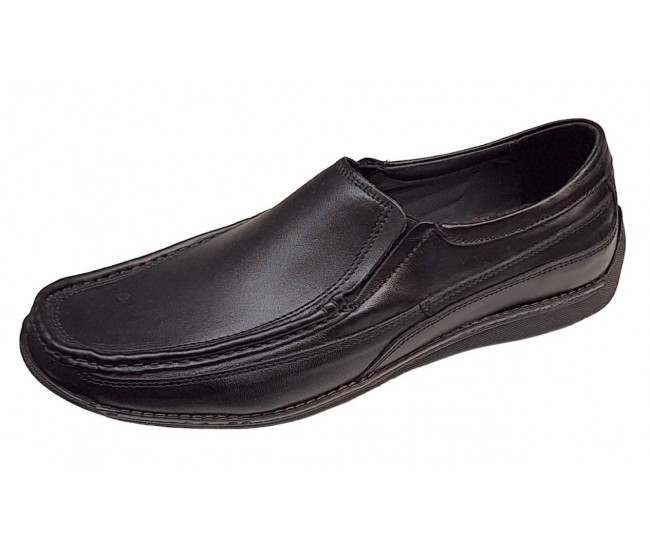 Pantofi barbati casual din piele naturala cu elastic Negru GKR82N
