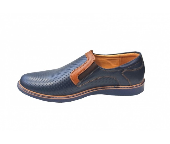 Pantofi barbati casual din piele naturala bleumarin - GKR90BLU